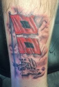 boys calves painted geometric simple line banner tattoo pictures