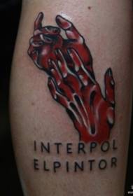 model de tatuaj scrisoare de mână roșie vițel
