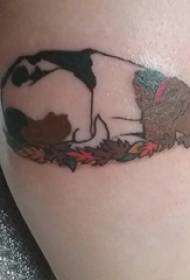 девојки шинки насликани едноставни линии листопадни и слики со тетоважи со мало животно куче