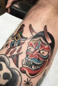 Prajna maskë tatuazh shank mashkull mbi kamion dhe foto tatuazh maskë prajna