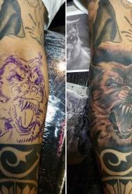 arm color roaring werewolf tattoo picture