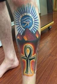 Moderan šarene noge razni simboli i piramidalna tetovaža