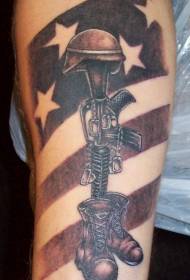 Kojų rudos armijos pistoleto atminimo tatuiruotės modelis