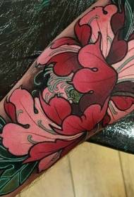 Kojos modernaus stiliaus spalvotas gėlių tatuiruotės modelis