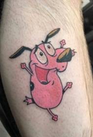 小狗紋身圖片男性小腿上彩色的卡通小狗紋身圖片