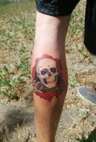 Tatuaggio tatuaggio taro polpaccio modello teschio superiore