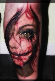 jalg värvi koletis zombie verine tüdruk tätoveering