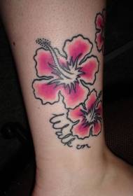 padrão de tatuagem de hibisco simples de cor de perna