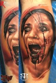noha strašidelné krvavé žena tetovanie