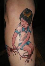 足の色の小さな女の子のタトゥーパターン