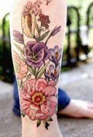 irodalmi virág tetoválás lány szárát a színes virág tetoválás kép