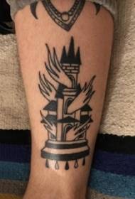 minimalistyske line tatoet manlike planke op flamme en it bouwen fan tatoetôfbylding