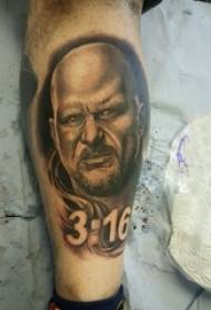portrait tattoo male student calf on the number Tattoo character portrait tattoo picture
