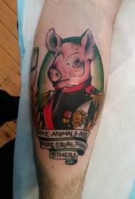 руку смешна боја свиња госпођа писмо тетоважа узорак