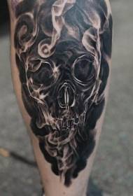 Leg black gray unique transparent skull tattoo picture