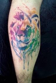 Χρώμα μοτίβο τατουάζ κεφάλι λιοντάρι
