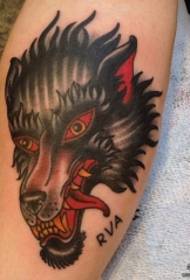 kalf Old school wolf hoofd Europees en Amerikaans tattoo-patroon
