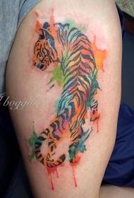 Bein Aquarell Tiger Tattoo Bild