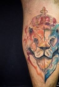 becerro patrón de tatuaxe de tinteiro de león europeo e americano rei