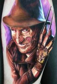 Hanka koloreko filma Freddy Kruger erretratuaren tatuajea