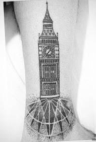 torre de relógio de bezerro edifício ponto tatuagem tatuagem padrão