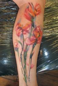 خواتین ٹانگوں واٹر رنگ پھول ٹیٹو پیٹرن