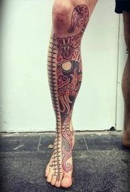 Ornamen tato warna pola misteri kaki