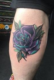 litterær blomster tatovering mandlige skaft på farve tatovering blomst tatovering billede