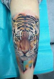 Modello di tatuaggio di tigre realistico dell'acquerello di gambe