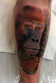 Tattooêwaza monkey a rengîn di şêwaza realîzma legê de