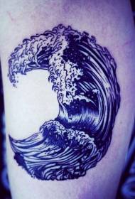 Immagine del tatuaggio dell'onda blu della gamba