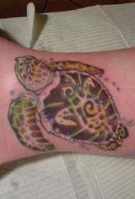 Tatuaggio tartaruga color gamba