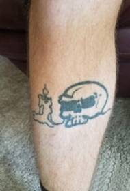 djem viç linjë e thjeshtë abstrakte qiri dhe tatuazh kafkë foto në të zezë