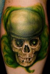 disegno del tatuaggio cranio realistico e terribile colore delle gambe