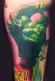 Image de tatouage de hulk en colère couleur de jambe
