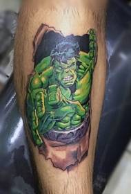 Wzór tatuażu Hulk w kolorze nóg w stylu komiksu
