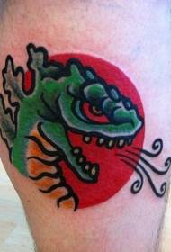 боја на нозете едноставна слика за тетоважа Godzilla