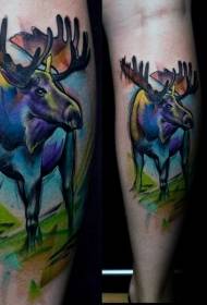 i-leg watercolor efana nesithombe esikhulu se-elk tattoo