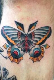 Male leg color moth tattoo pattern