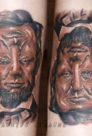 Modello di tatuaggio ritratto stile surreale di colore delle gambe