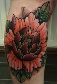 Nuovo modello di tatuaggio floreale di grandi dimensioni con gamba in stile tradizionale