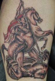 茶色の馬に乗った騎士のタトゥーパターン