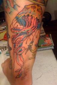 ຮູບຊົງທະເລທີ່ມີຝີຕີນທະເລແລະຮູບແບບ tattoo jellyfish