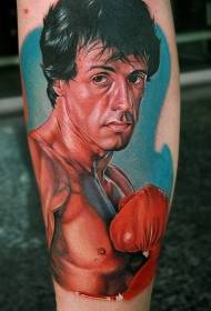 Noga u boji filma muškarac portret tetovaža uzorak