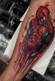 Modello di tatuaggio spiderman colore gamba nuovo stile