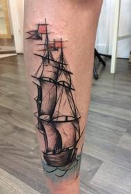 Μελάνι μελάνι πόδι απλό σχέδιο τατουάζ ιστιοπλοΐα