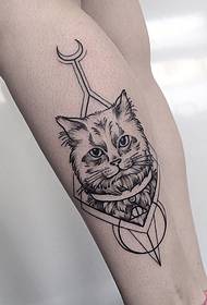 Xeometría de gato de becerro pequeno patrón de tatuaje fresco