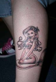 Jalka ruskea pieni merenneito tatuointi malli