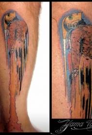 Старомодный окрас таинственный летучий мужчина татуировка