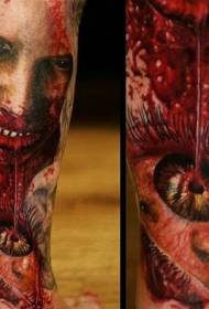 Miyendo yokhala ndi tattoo yokongola yamagazi ya zombie monster